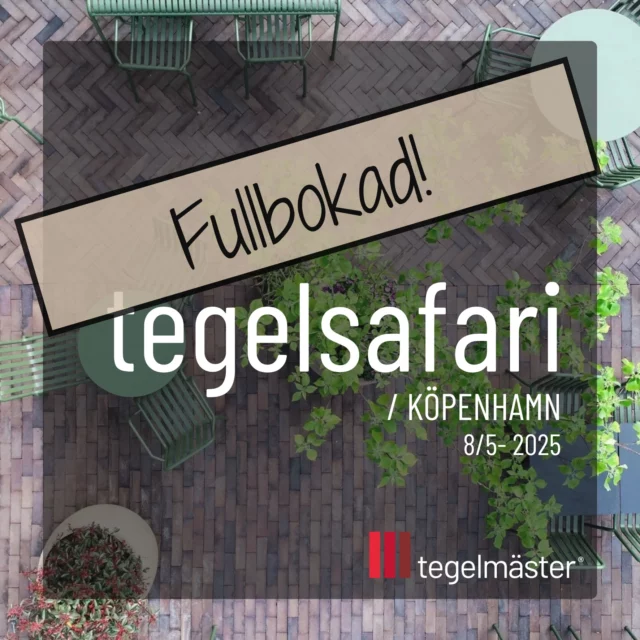 Då är även den planerade Marktegelsafarin i Köpenhamn den 8 maj, fullbokad. Om ni vill skriva upp er på reservlistan, vänligen maila therese.priscar@tegelmaster.se ✨

#ByggHållbart #ByggFörFramtiden #HållbarArkitektur  #Marktegel #Återbrukattegel #Skärmtegel #Glädje #Engagemang #Nyfikenhet #GreatPlaceToWork #Tillsammans